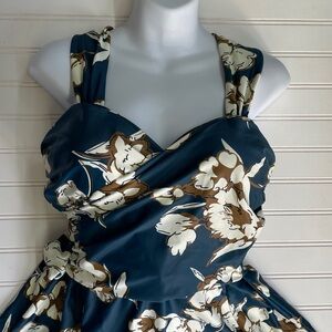 Cocopear Teal Floral Printed Body Shaping Swimdress